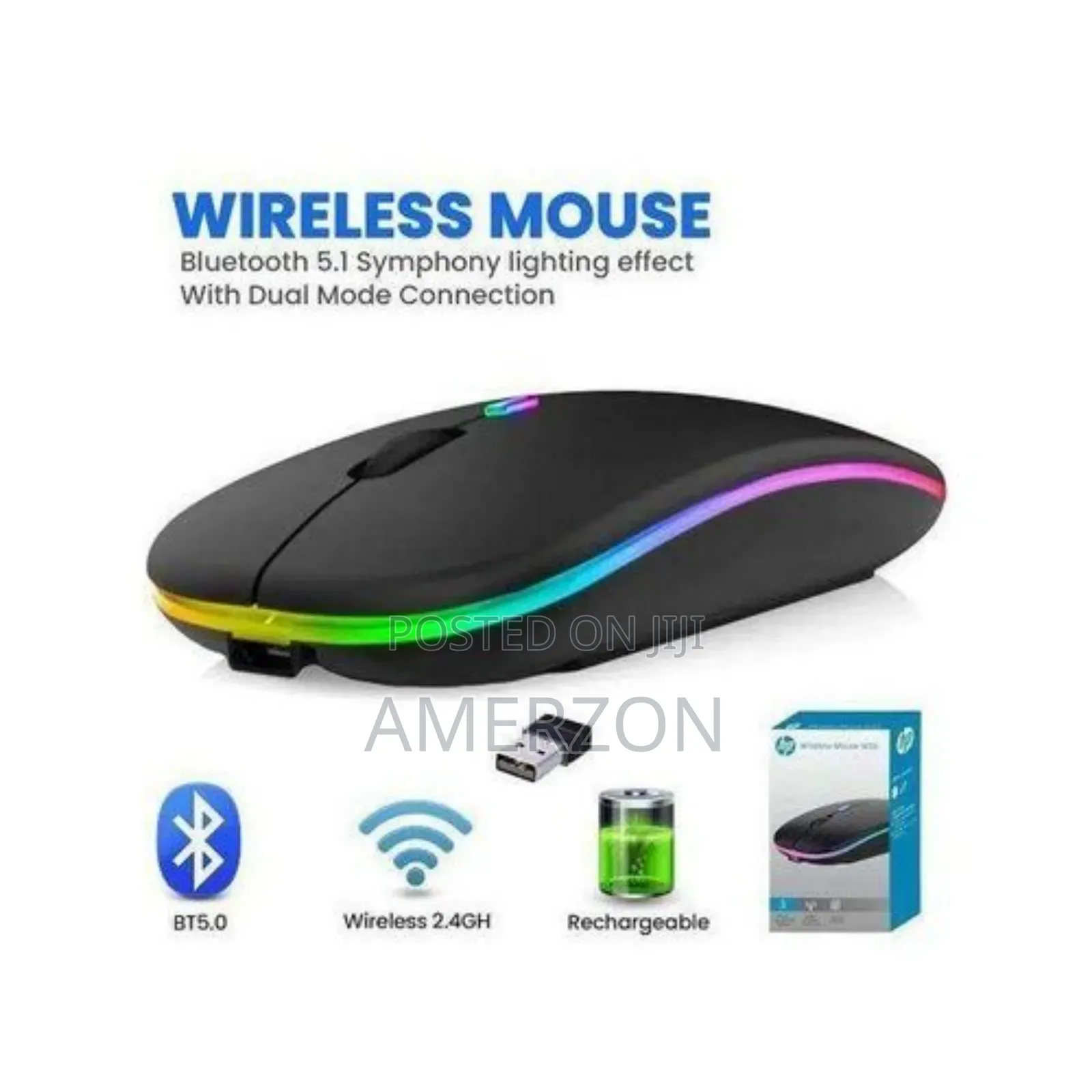 Hp Mouse W10 Dual Mode Rechargeable Bluetooth Wireless