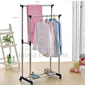 Double Pole Cloth Rack /Coat Rack With Wheels