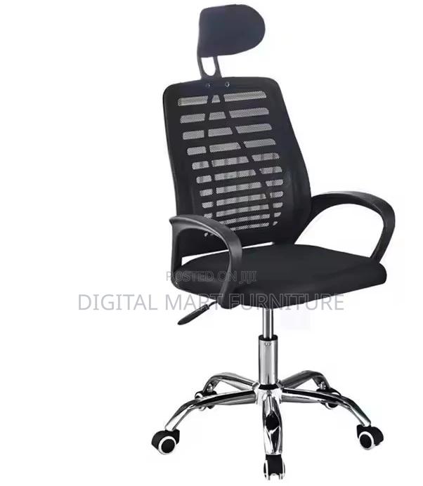 Office Chair: Headrest Equipped Black Office Chair - thumbnail 2