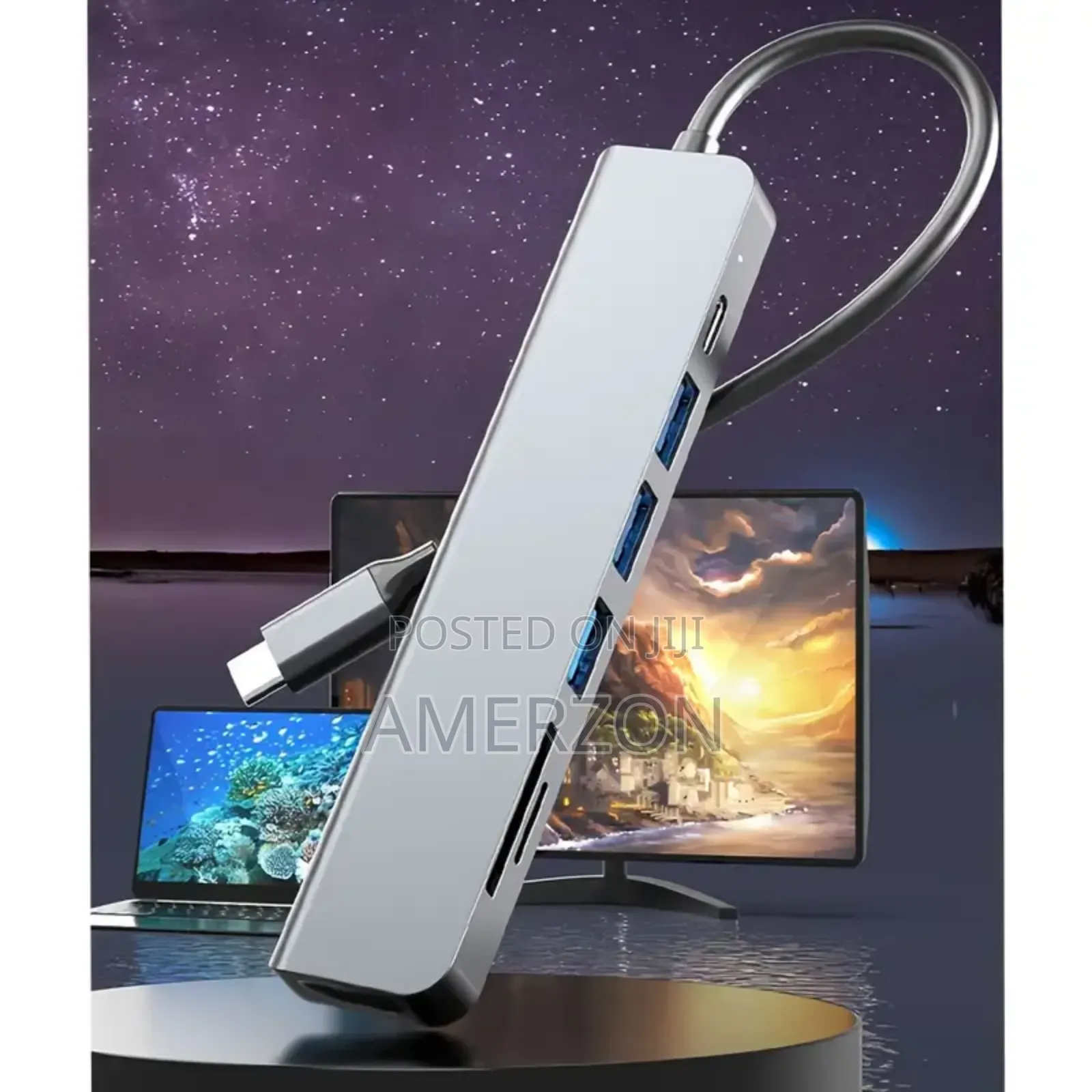 Hub 6 in 1 Usb Type C Adapter Hdmi Sd/Card Reader Docking Station