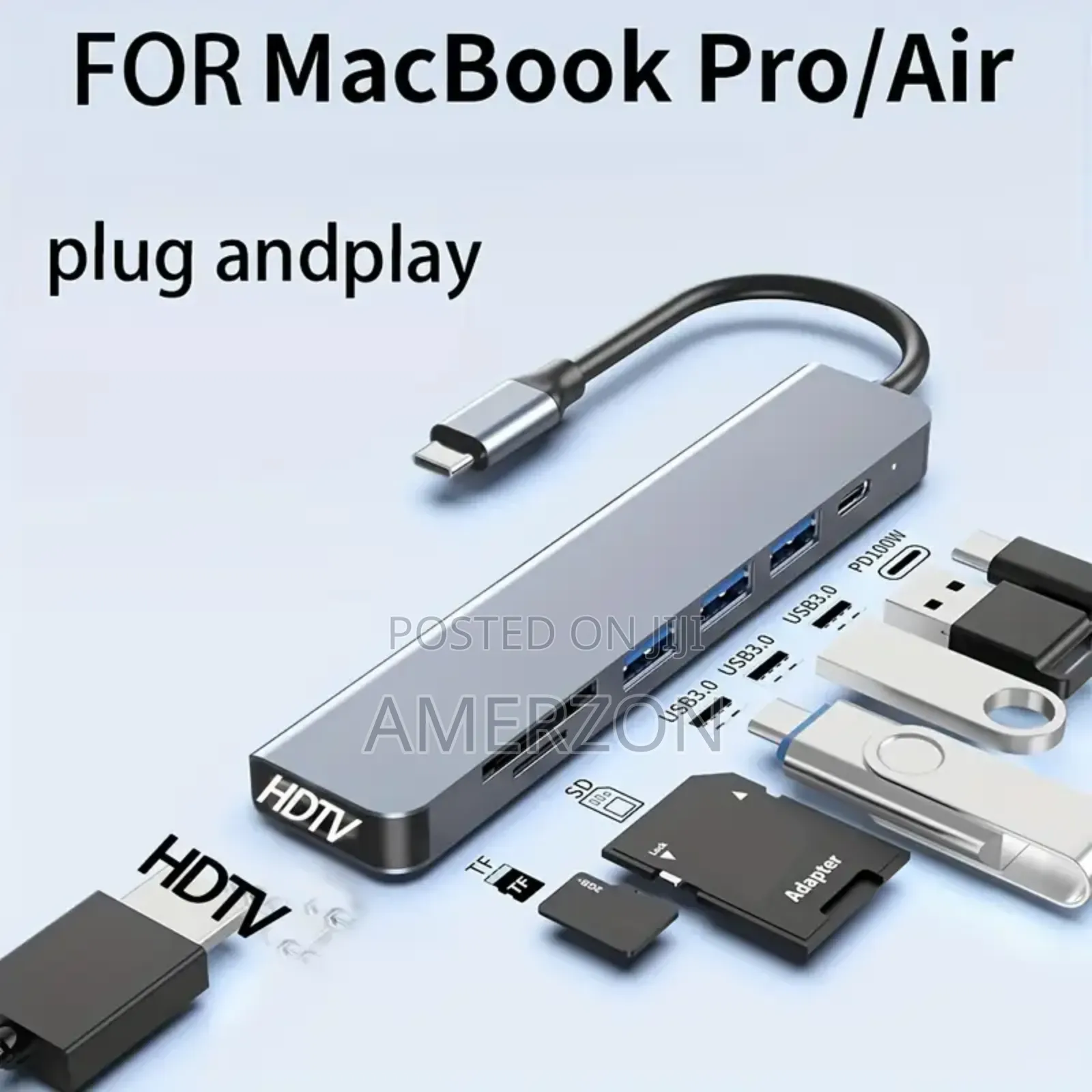Hub 6 in 1 Usb Type C Adapter Hdmi Sd/Card Reader Docking Station