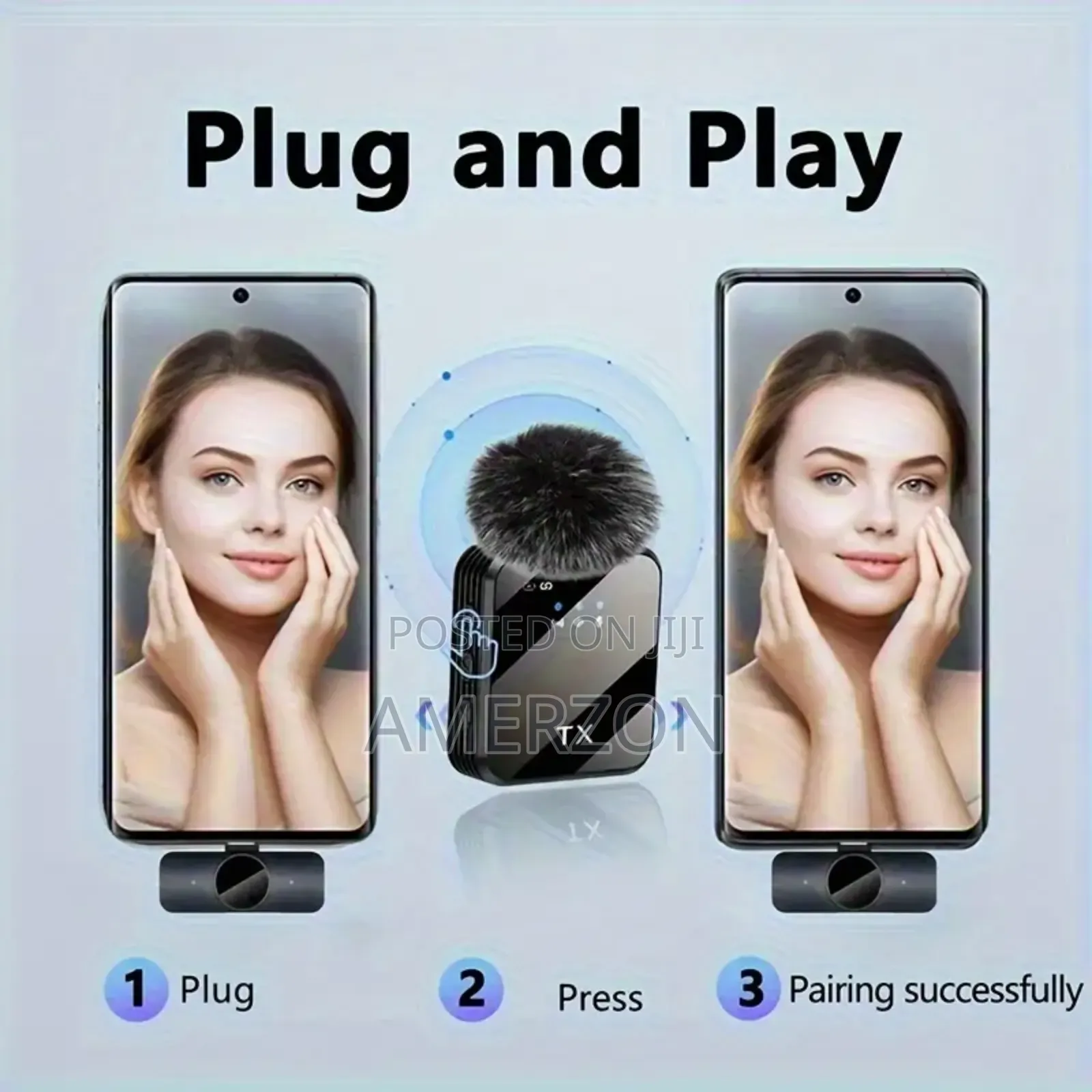 Wireless Lavalier Microphone F11-2 – 3-in-1 System for Ios, Android,