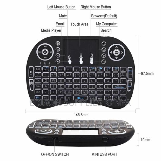 Bluetooth Wireless Keyboard Remote for Tv, Android Box, Pc and Laptop - thumbnail 3
