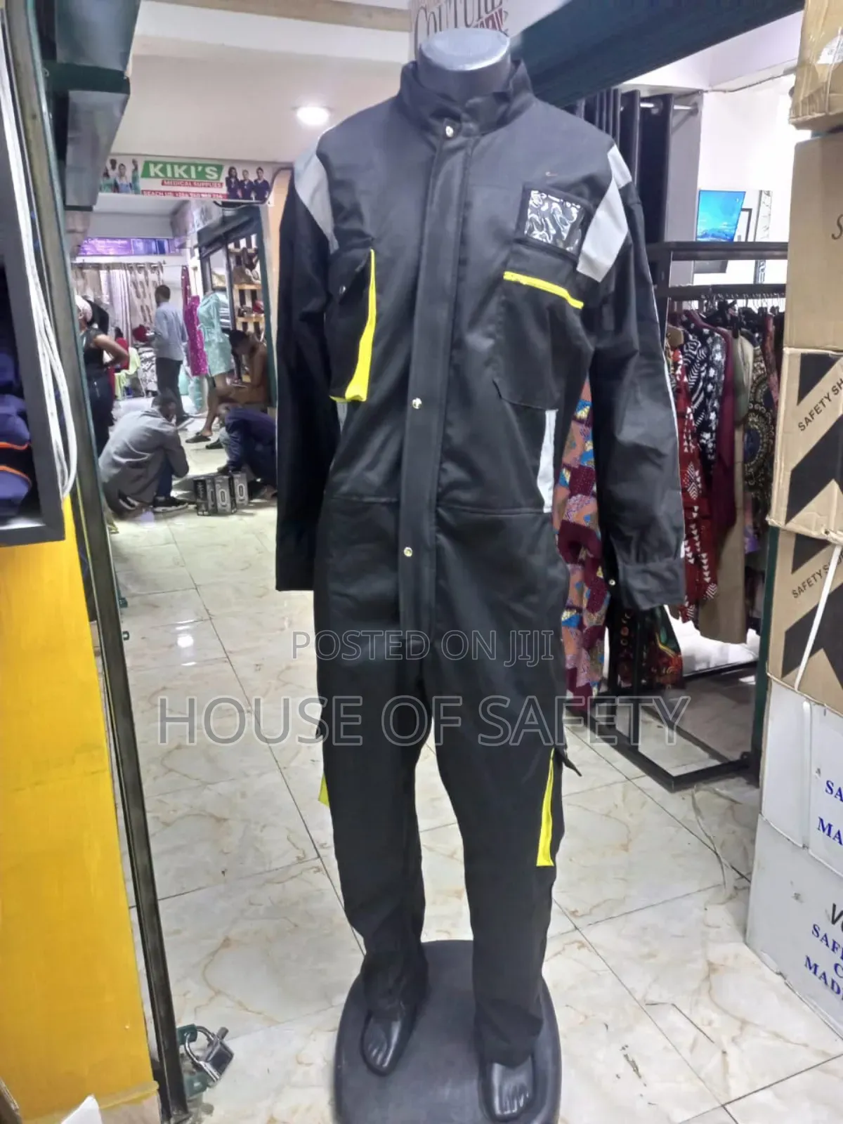 Black Overall With Yellow Piping