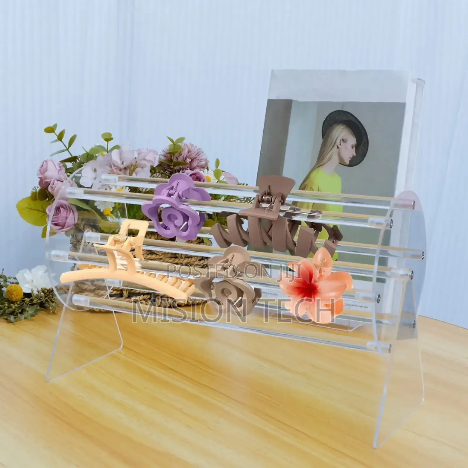 360°Rotating Acrylic Headband Holder/Claw Clip Organizer 