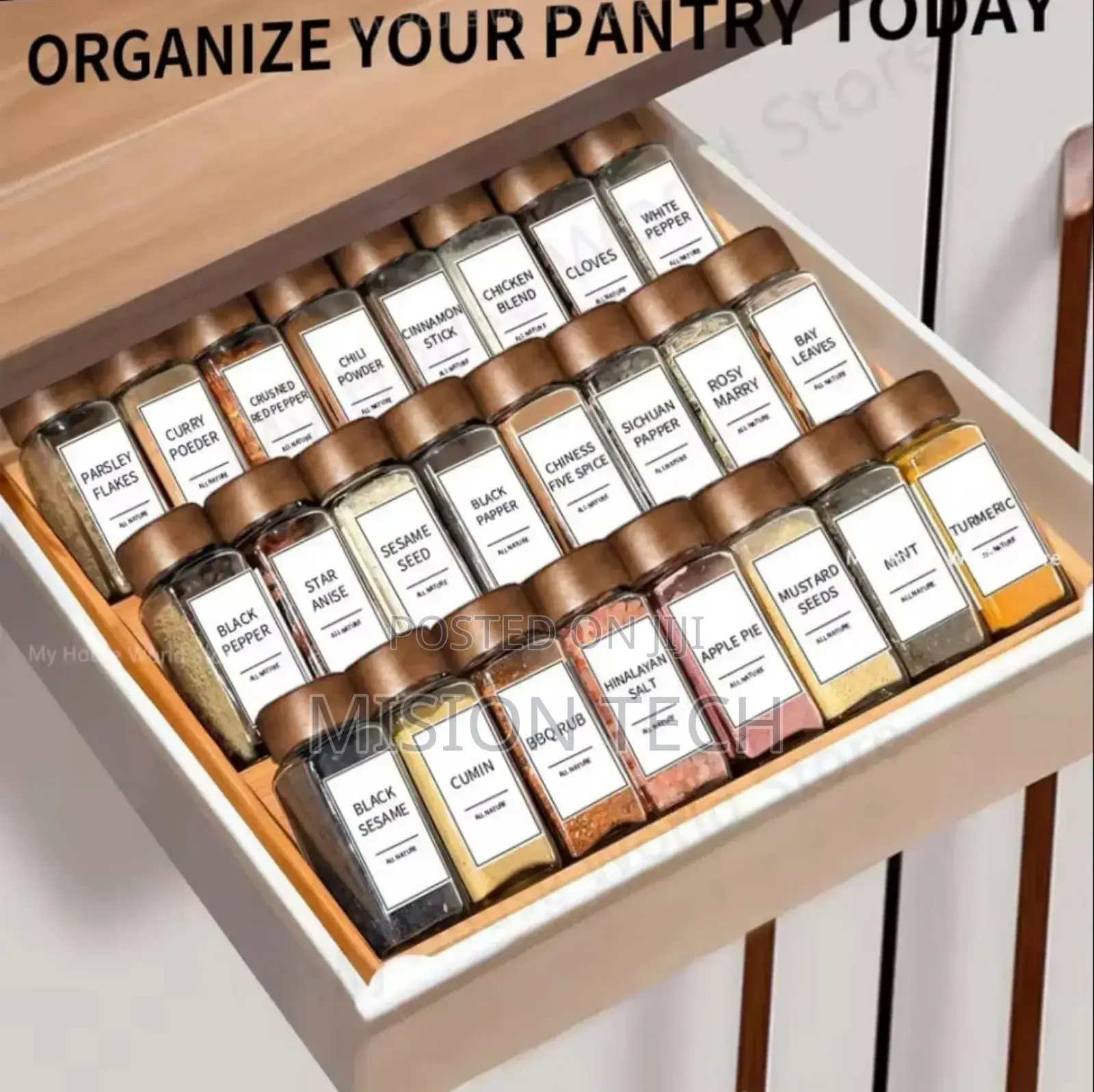 *29pcs Set Glass Storage Spice Jars With Bamboo Lid 