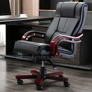 Executive Mahogany Finish Armrest Leather Seat