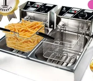 Nunix Double Tank 6+6lt Chips/Chicken Stainless Steel Deep Fryer