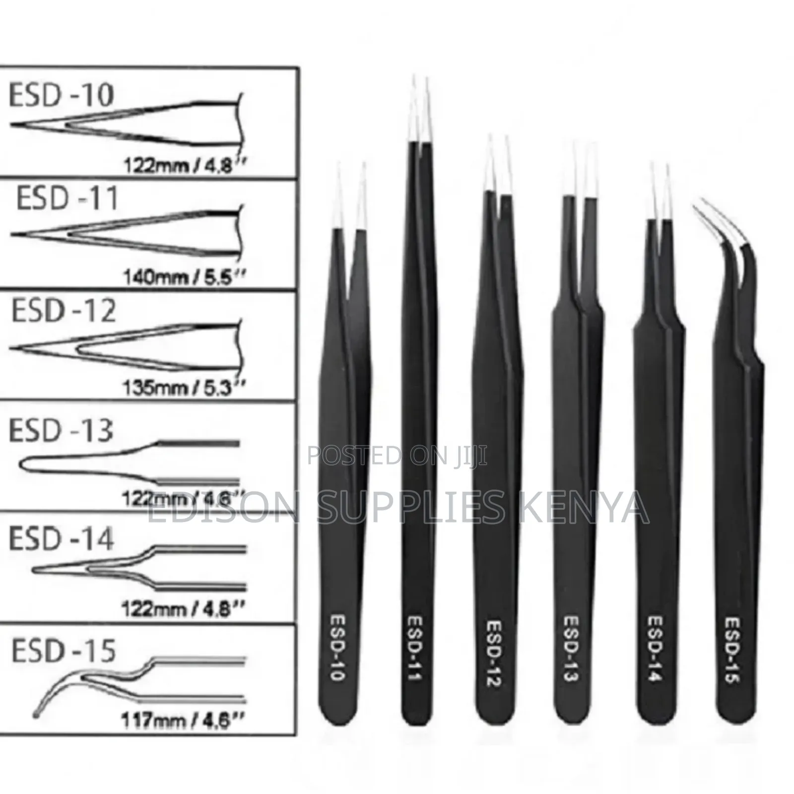 Tweezers 6pcs Tweezer Set Anti-Static Esd Professional Stainless Steel