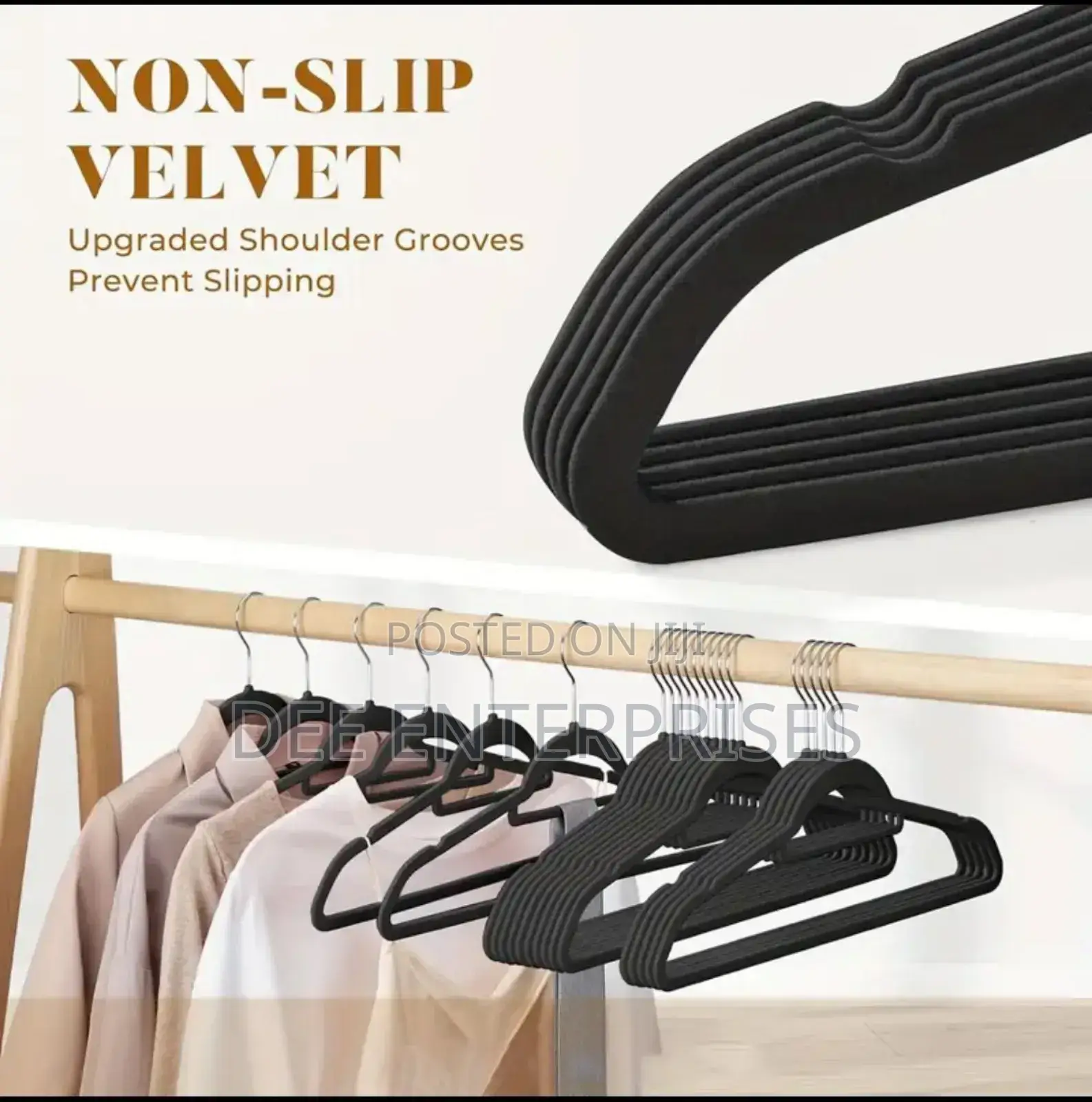 10 PCS Velvet Non-Slip Hangers With Tie Bar