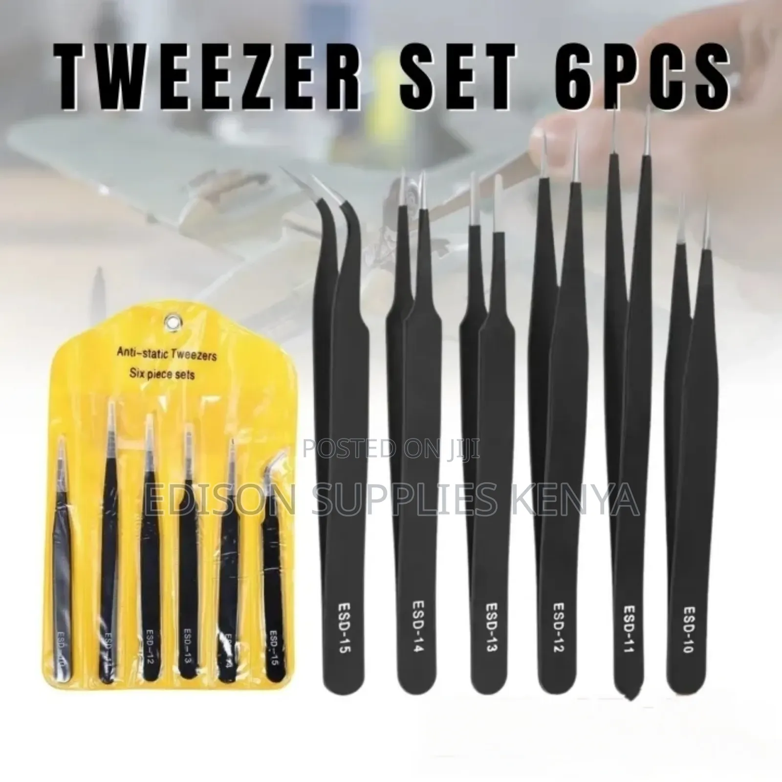 Tweezers 6pcs Tweezer Set Anti-Static Esd Professional Stainless Steel