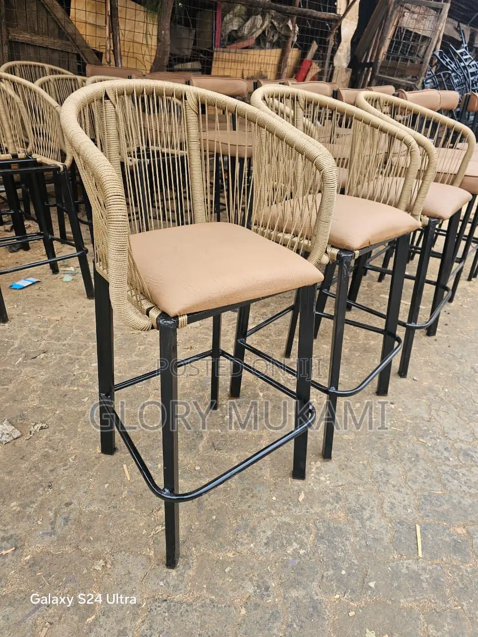 Wooven High Bar Chairs