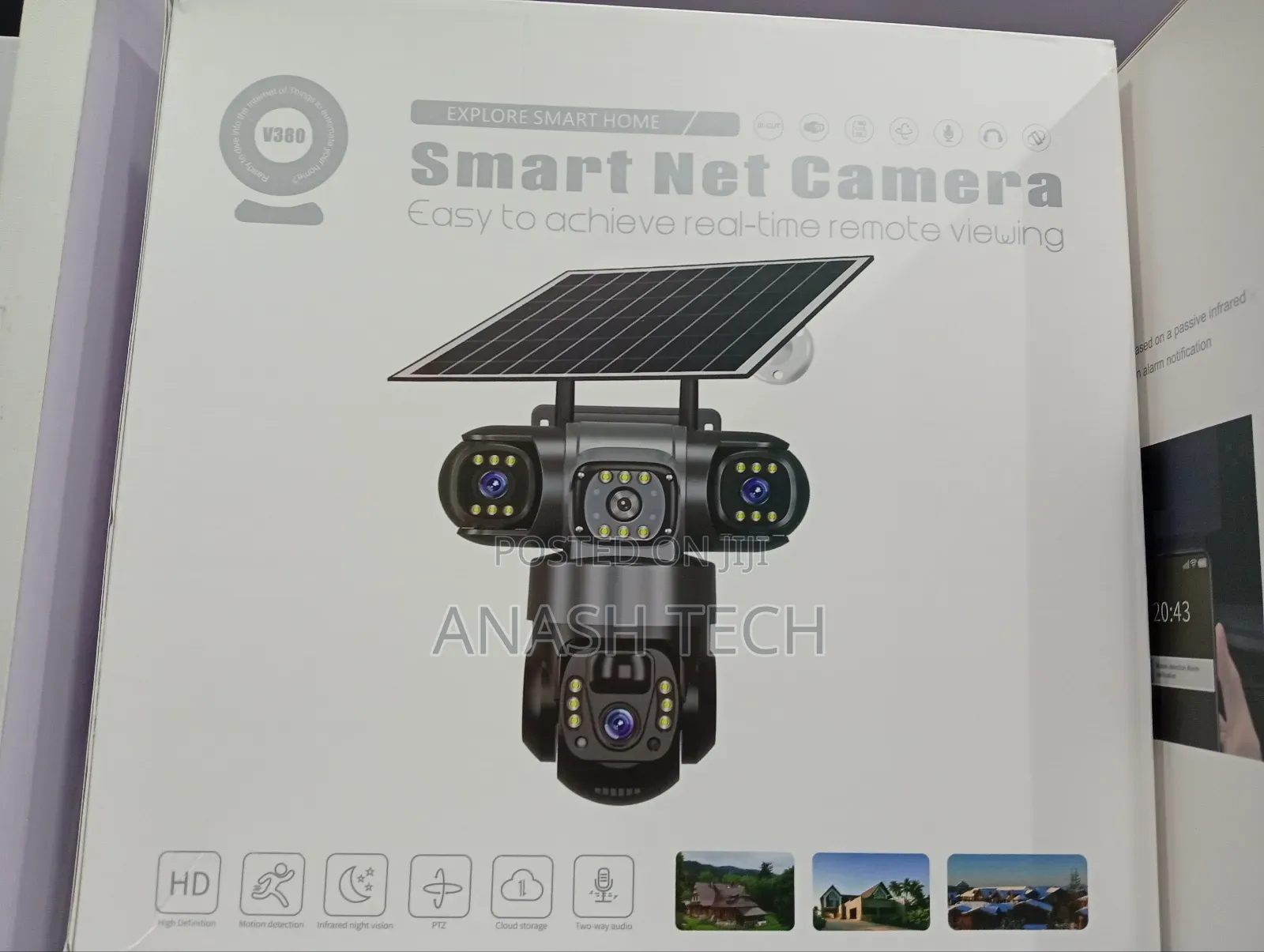 V380 Triple Lens(Trinocular) 4g Simcard Solar PTZ Camera