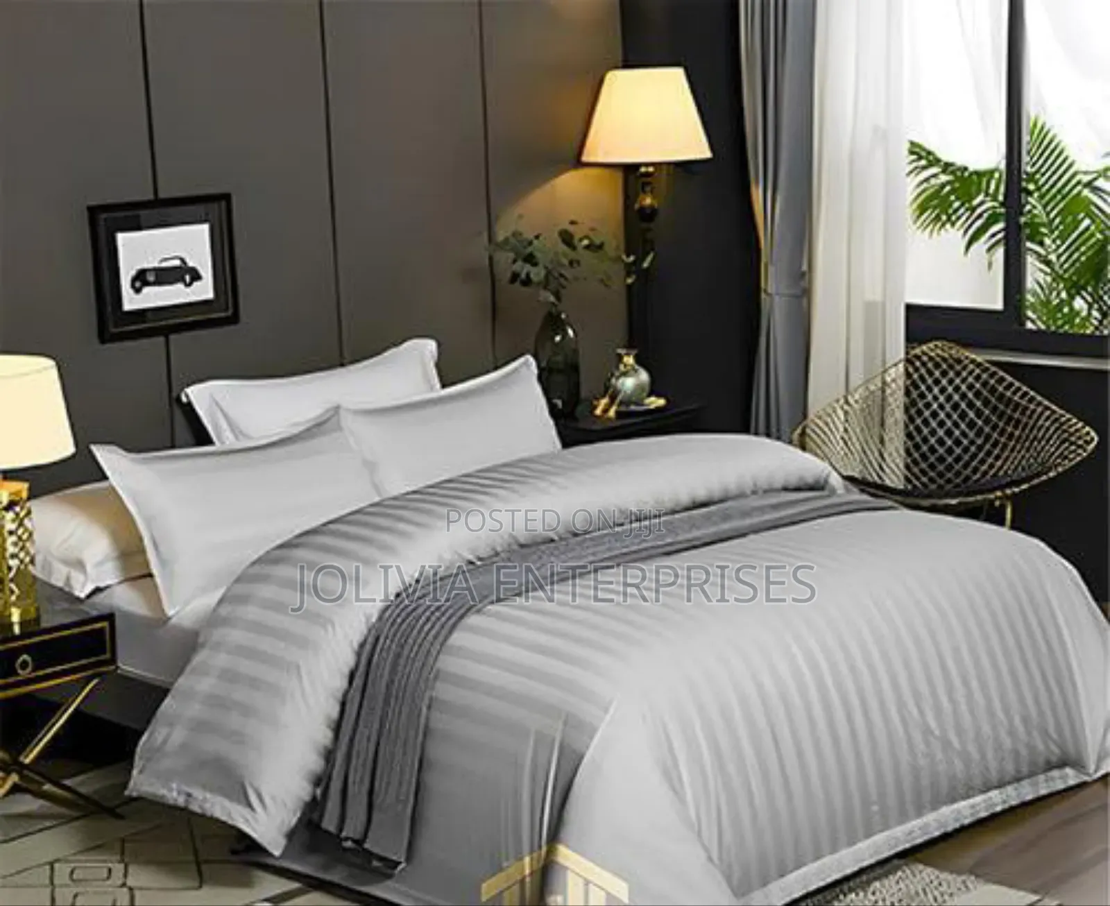 Hotel Quality Grey Striped Binded Duvet