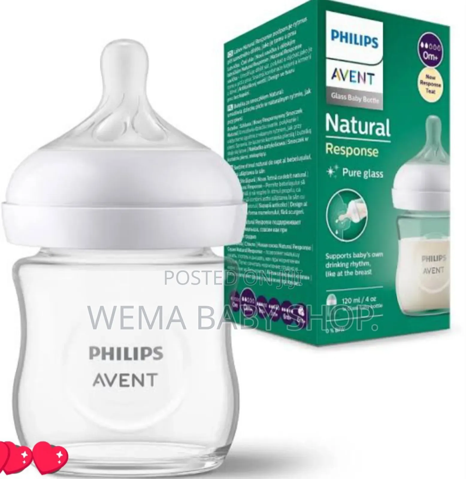120ml (4oz) Philips Avent Natural Response Glass Baby Bottle
