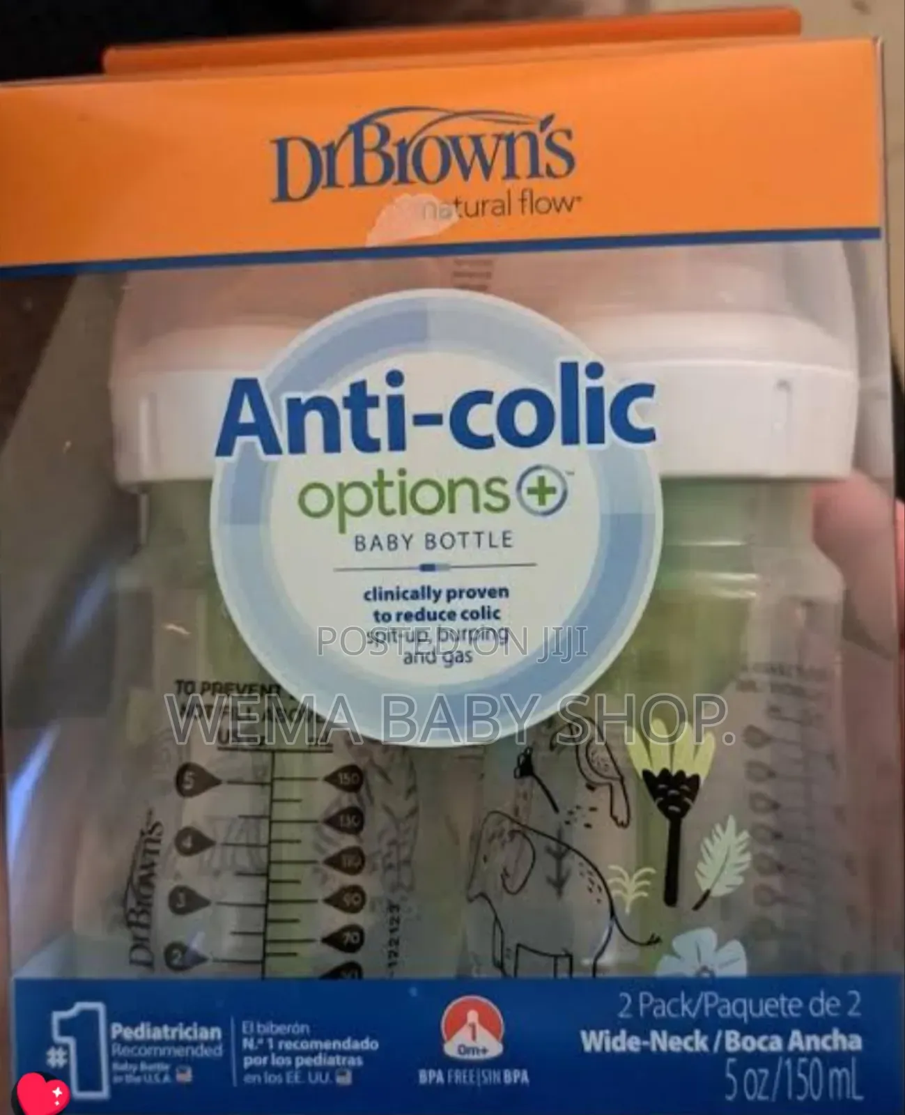150ml Twin Pack Dr. Browns Natural Flow Anti -Colic Option+ Bottles
