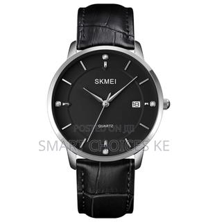 Skmei Unisex Leather Strap Stainless Steel Face - main view