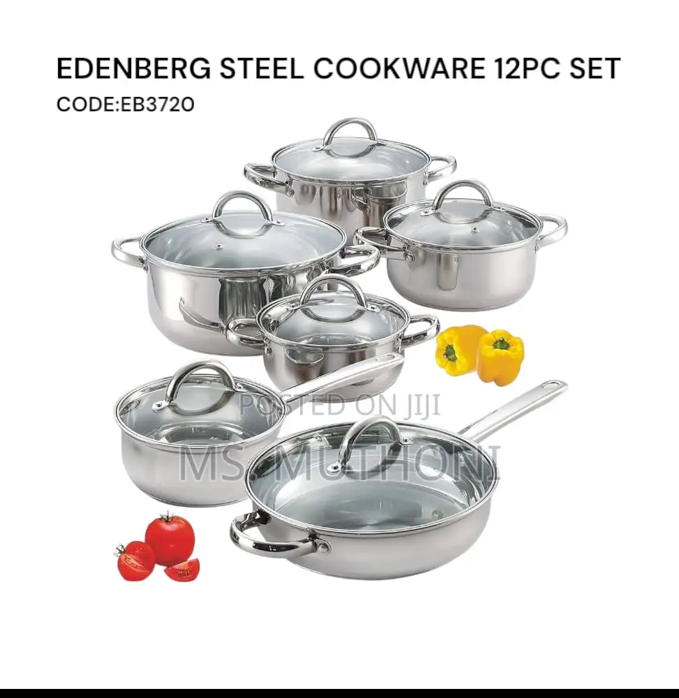 12 Pieces Eb3720 Edenberg Stainless Steel Cookware