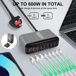 600w Usb a Usb C Charging Station,5 Type-C Ports 【2×140w, 2