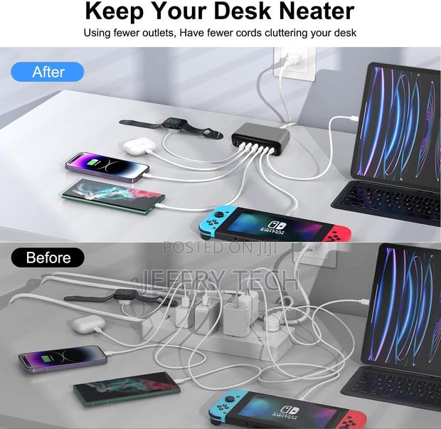 600w Usb a Usb C Charging Station,5 Type-C Ports 【2×140w, 2 - thumbnail 3