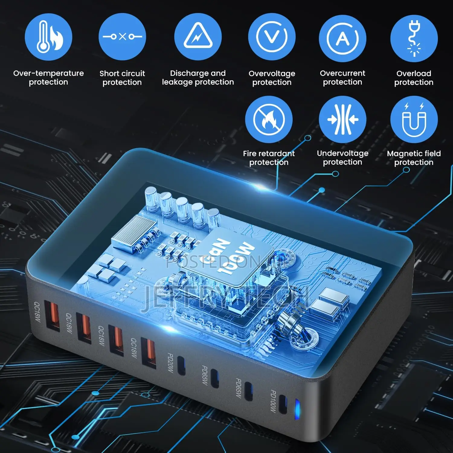 320w Usb C Charger Charging Station, 4 Ports Gan Fast Chargi
