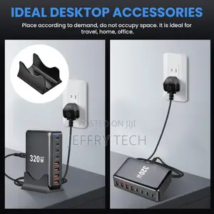 320w Usb C Charger Charging Station, 4 Ports Gan Fast Chargi