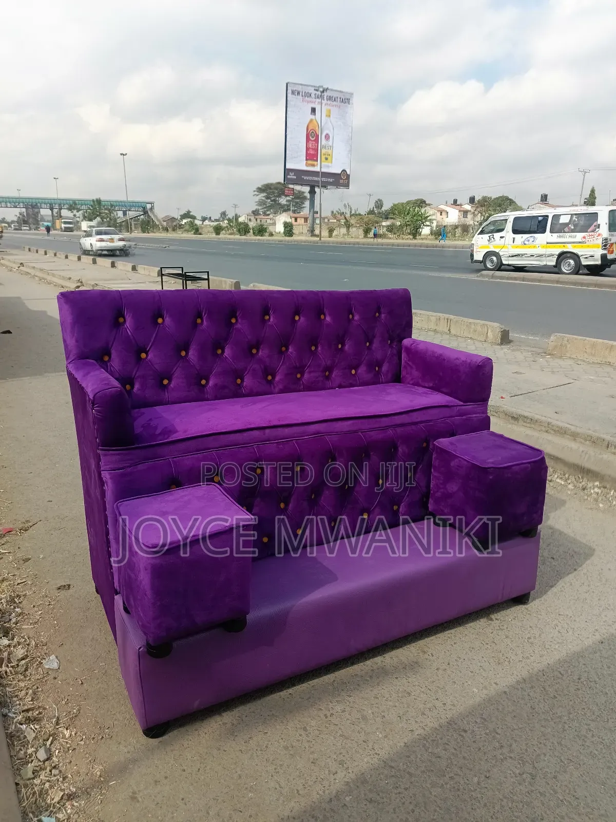 Pedicure Seat, Purple Fabric 3 Seater 
