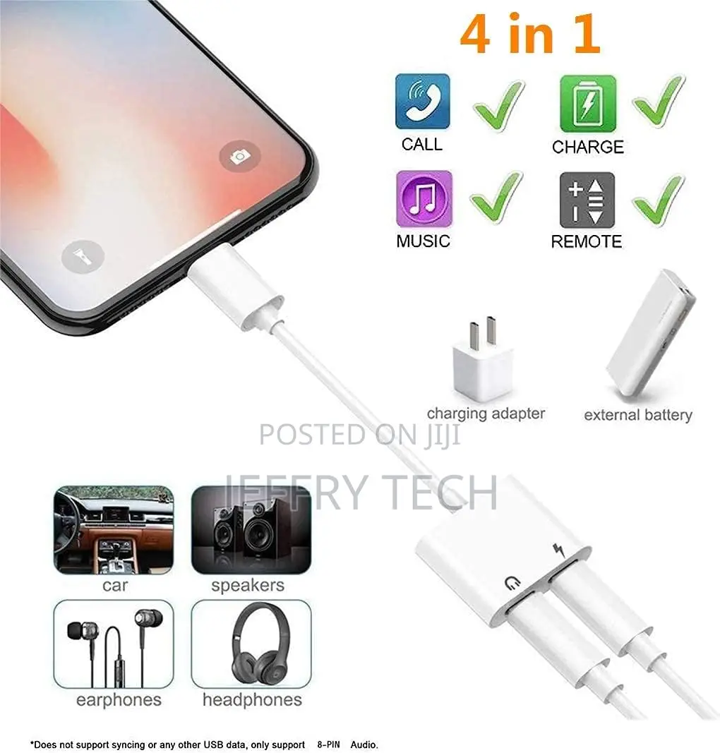iPhone Headphones Adapter Splitter, 2 in 1 Dual Lightning