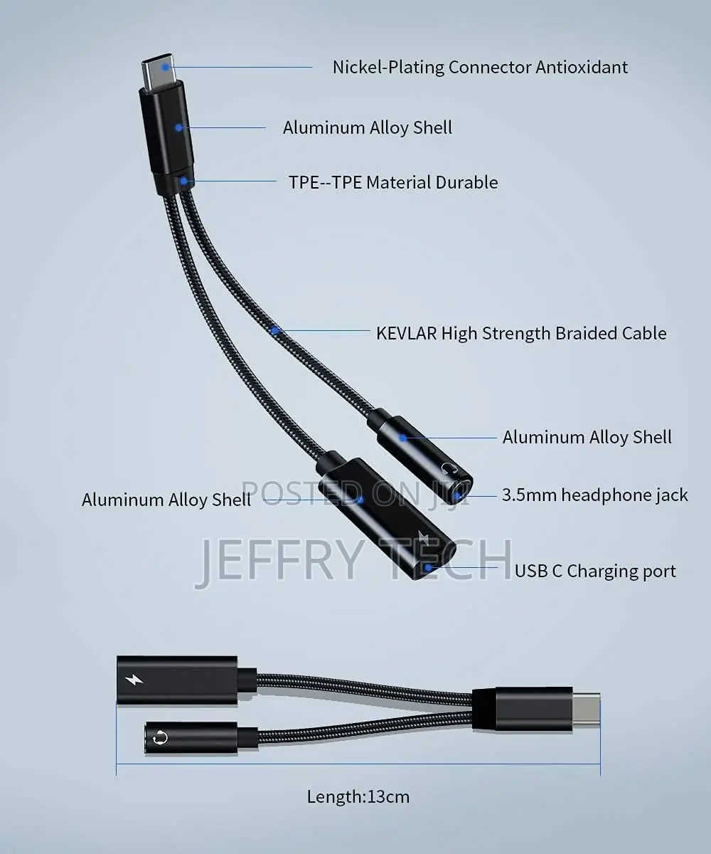 Usb C to 3.5mm Audio Adapter, 2-in-1 Usb C Headphone Adapte
