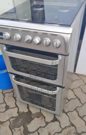 Exuk Hotpoint Ultima Twin Oven Gas Cooker Graphite Stainless Steel