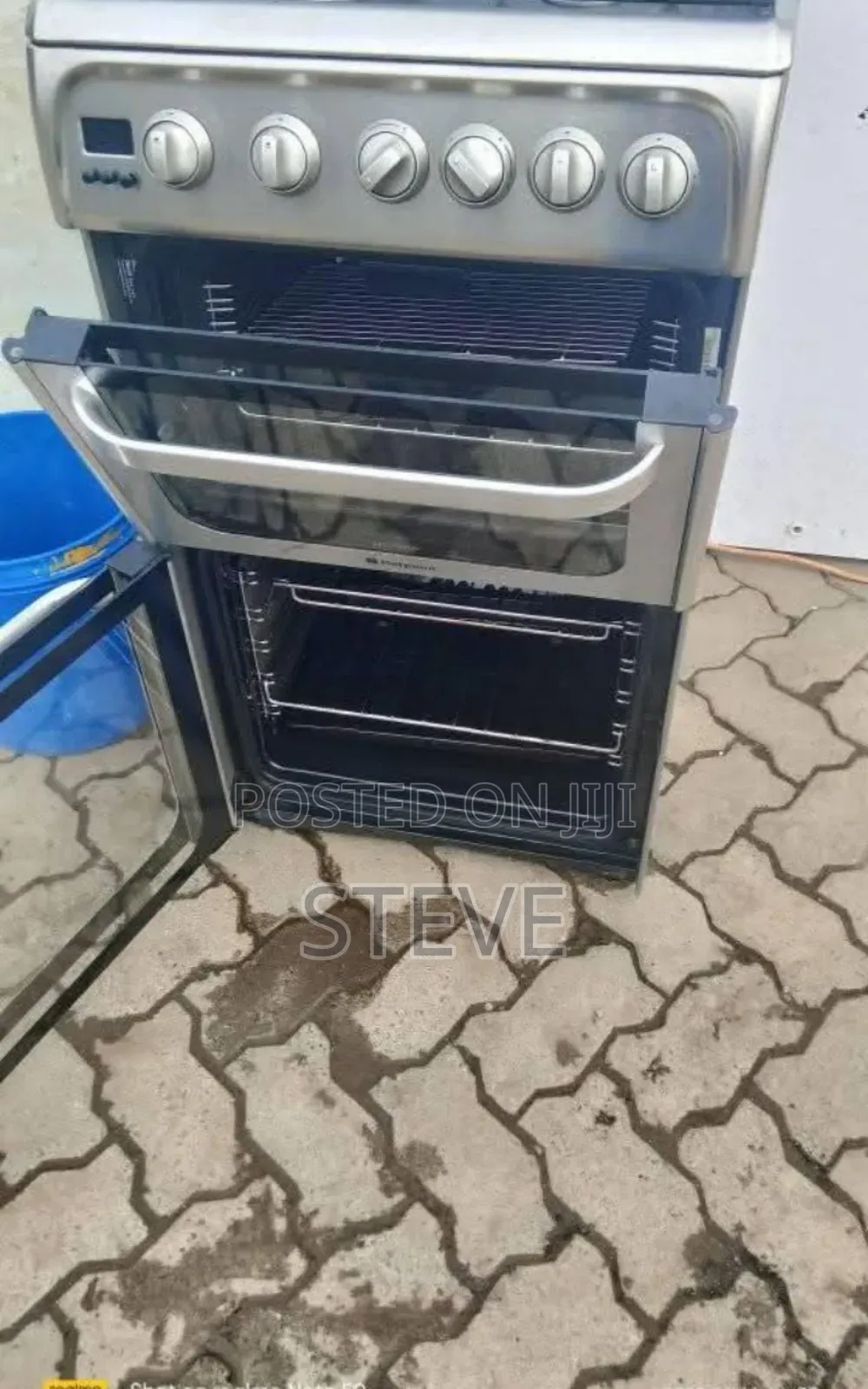 Exuk Hotpoint Ultima Twin Oven Gas Cooker Graphite Stainless Steel