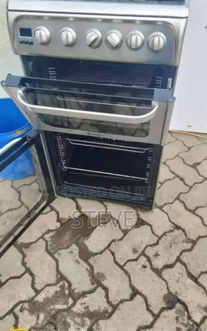 Exuk Hotpoint Ultima Twin Oven Gas Cooker Graphite Stainless Steel