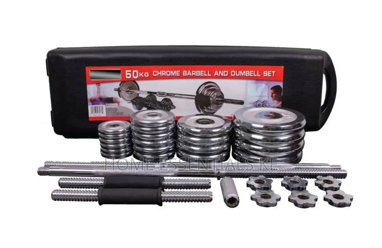 50kg Chrome Barbell Dumbell Set