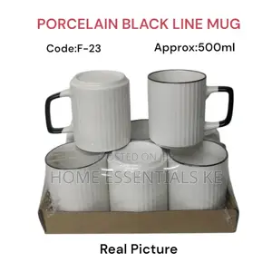 Porcelain Black Line Mug 6pcs