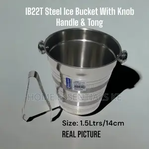 Steel Ice Bucket With Knob Handle Tong 1.5ltrs/ 14cm