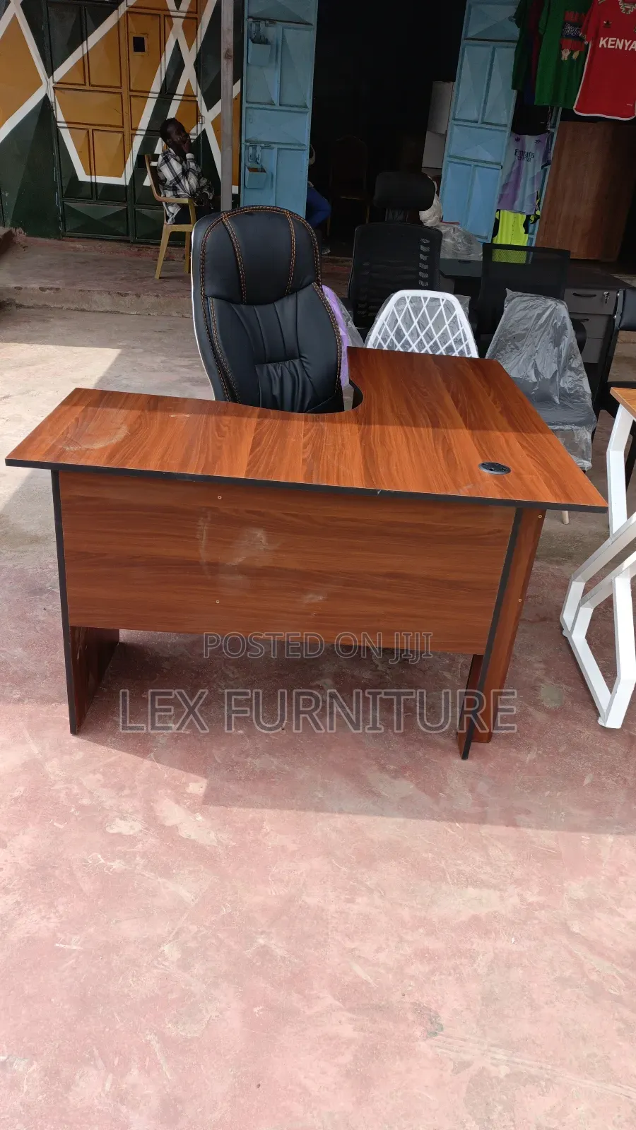 Black Leather Office Chair Plus Lshape Office Desk