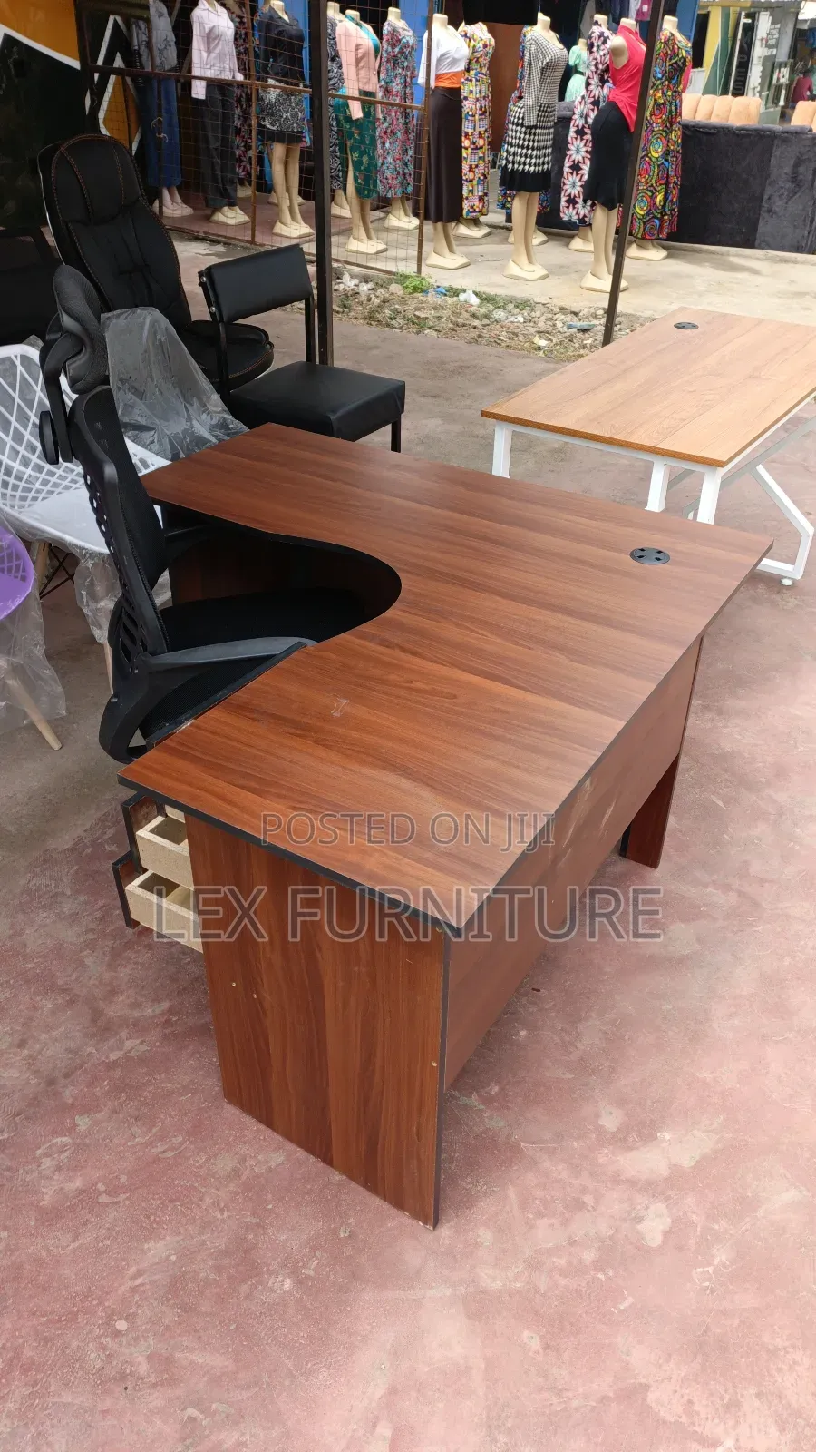 American Dark Walnut Lshape Plus Office Chair With Headrest