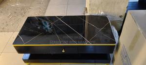 Executive Black Gold Coffee Table With Marble Topping - main view
