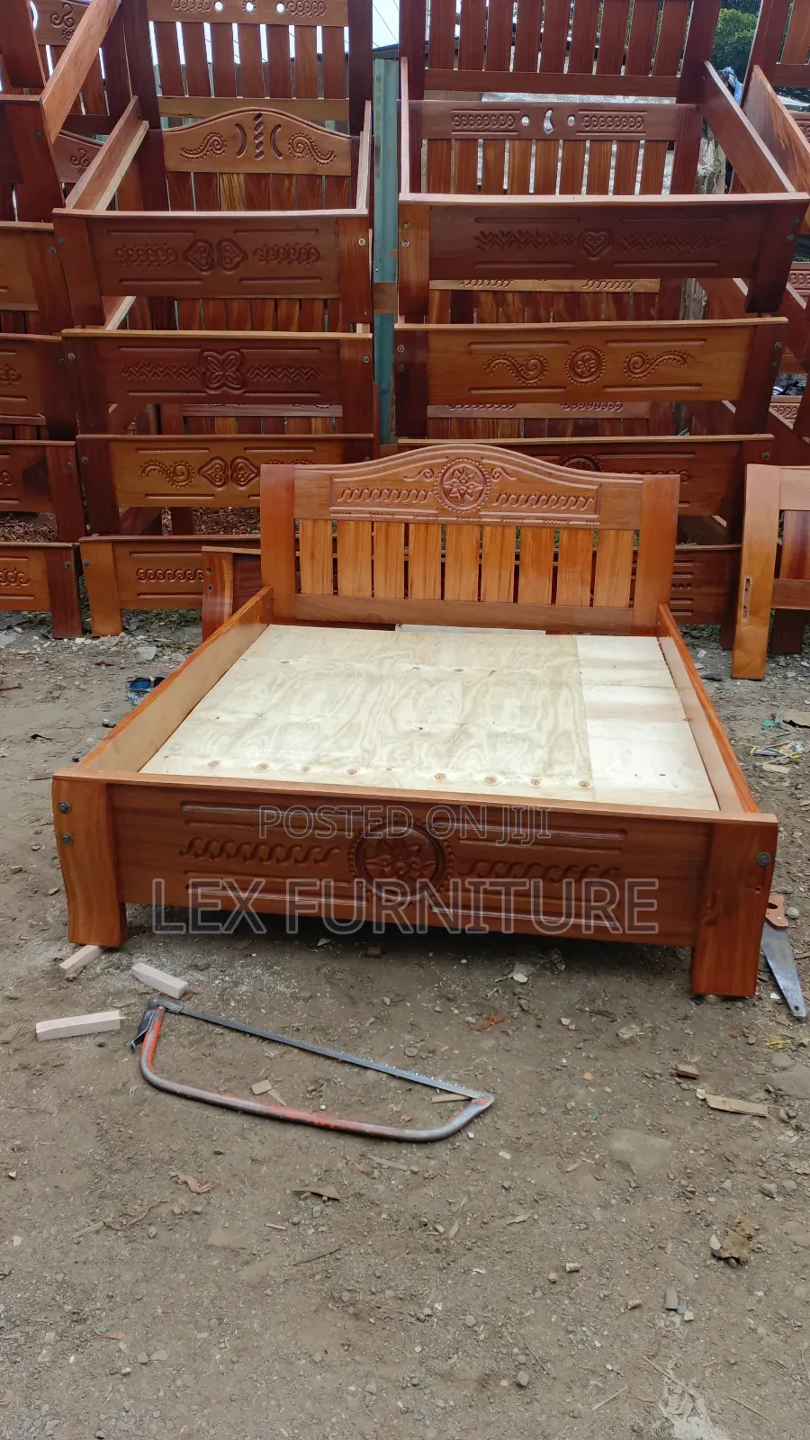 Pure Brown Mahogany Bed 5*6 Size