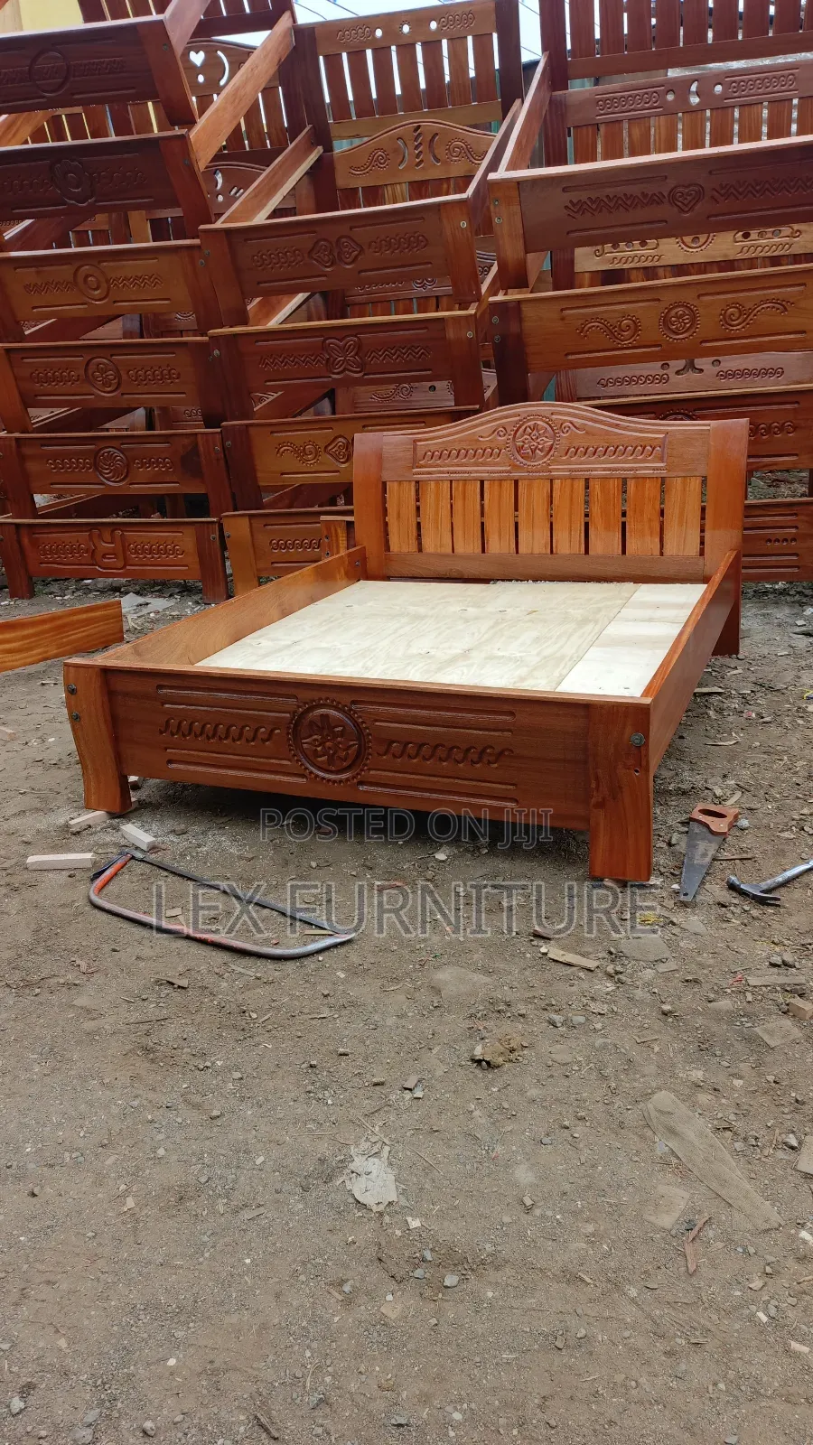 Designed Pure Mahogany Bed 