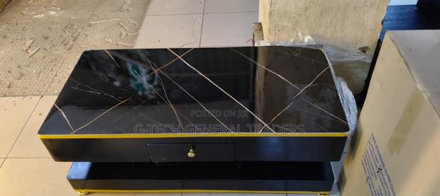 Executive Black Gold Coffee Table With Marble Topping - main view