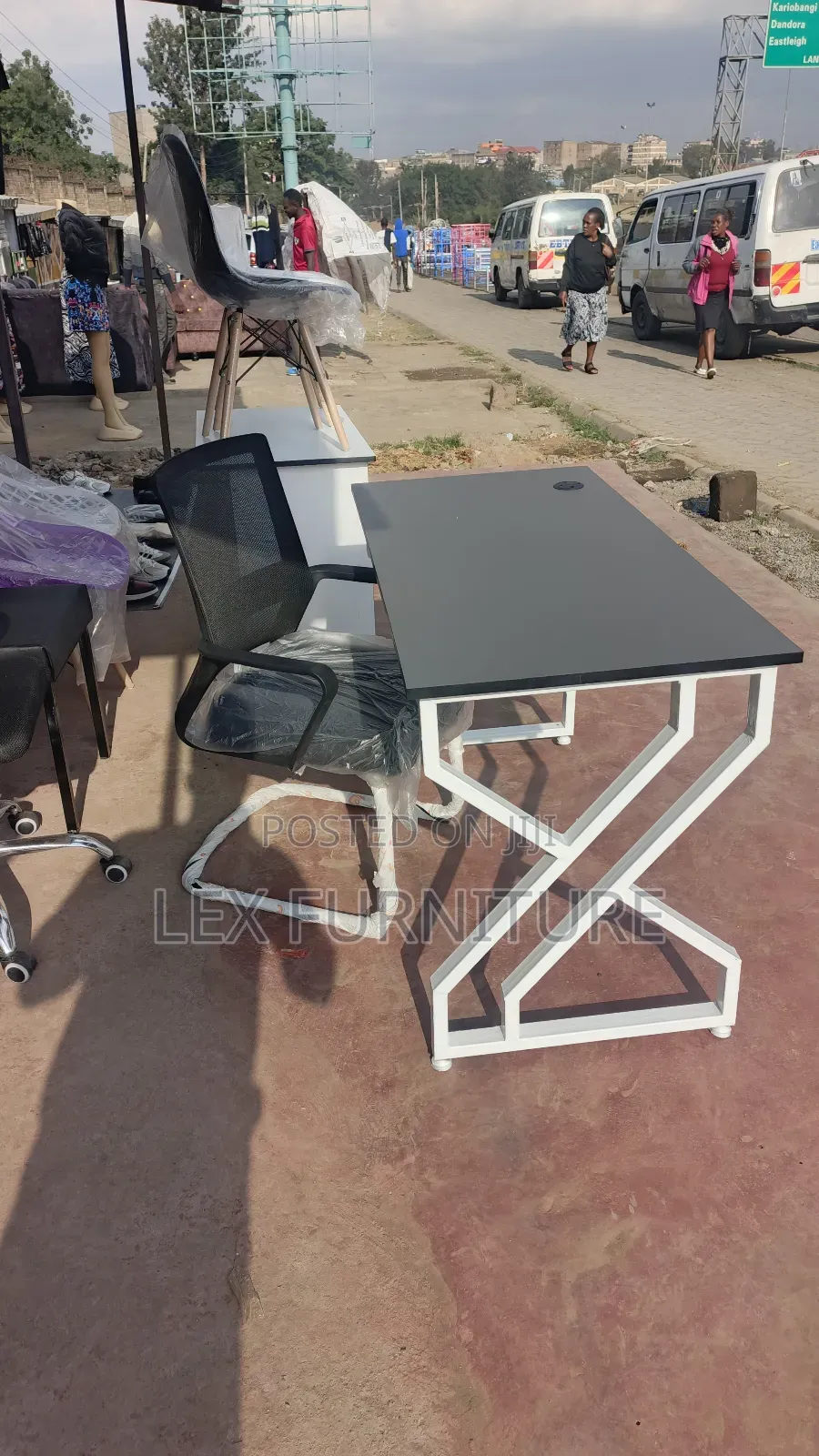 White Grey Office Table Plus Office Chair