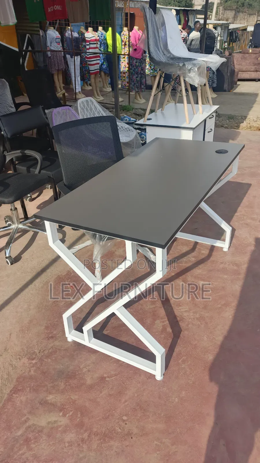 Double Frame Office Table Plus Office Chair