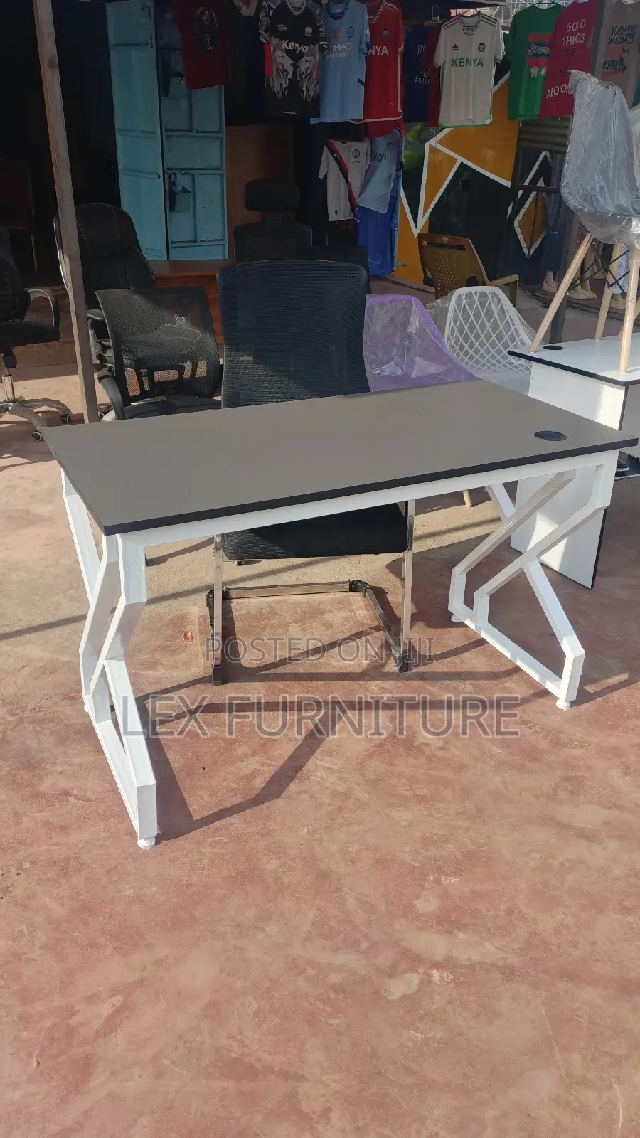 Highback Office Chair Plus Metallic Office Table