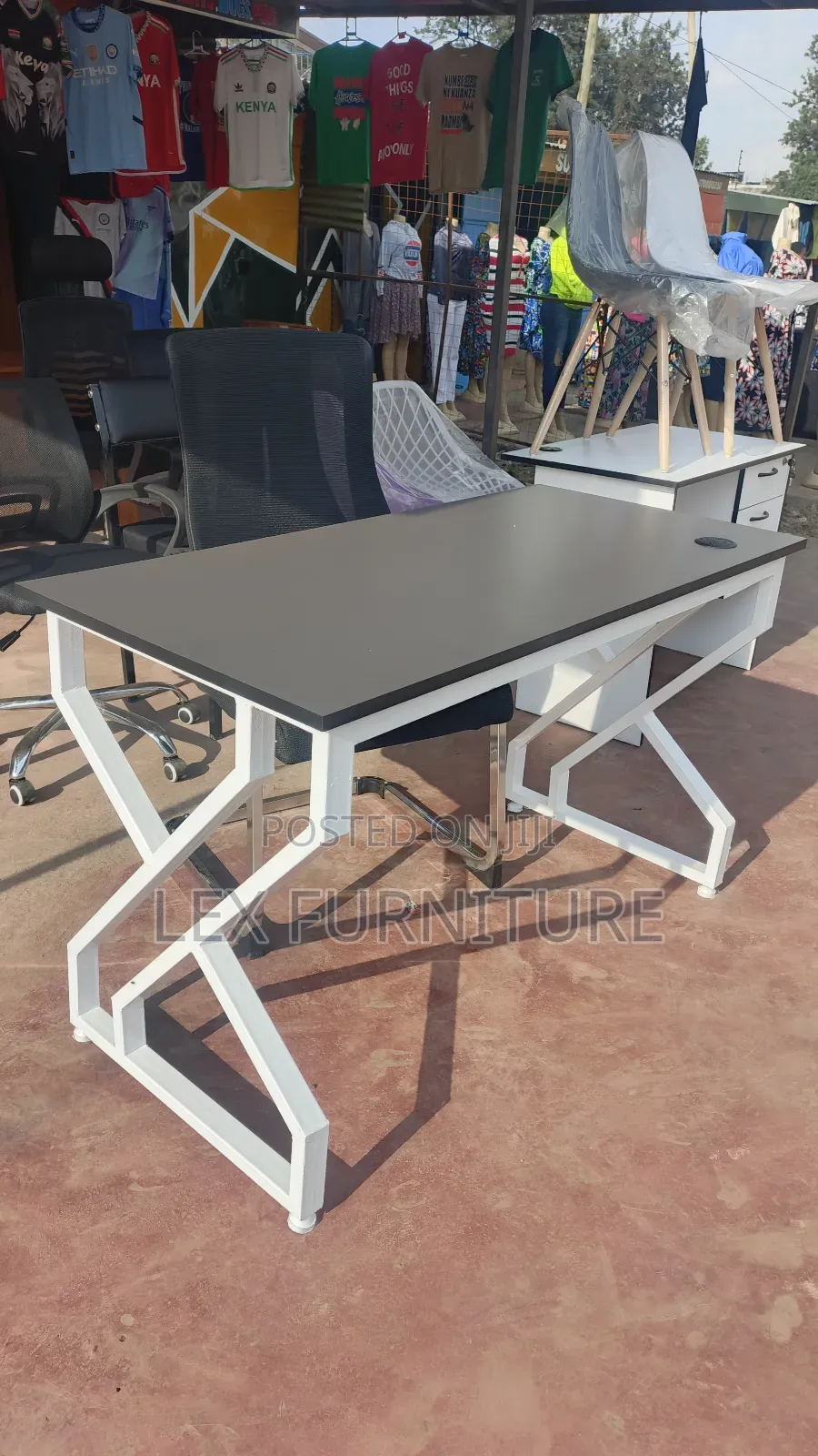 Black Highback Office Chair Plus Metallic Office Table