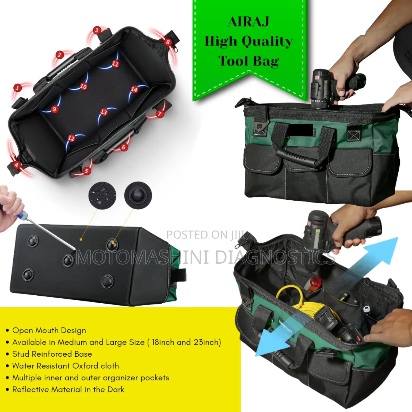 Toolbag Heavy Duty High Quality Open Mouth Oxford Tool Bag Airaj