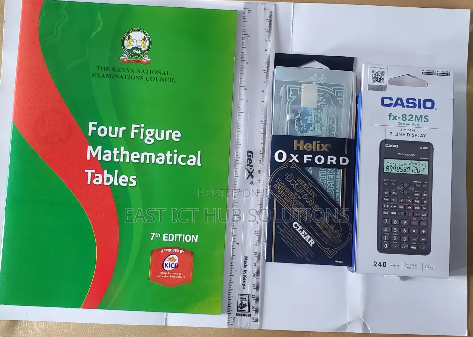High-school Form 4 Pack , Calculator,  Logtable. Clear Set Free Ruler