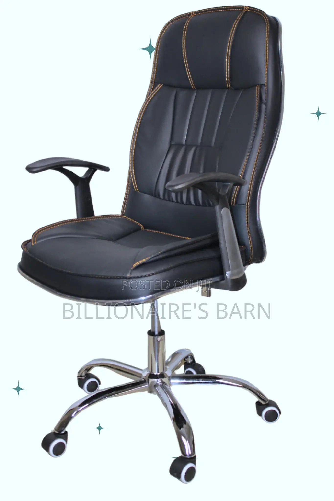 Office; Clean Leather Chair With Padded Armrests