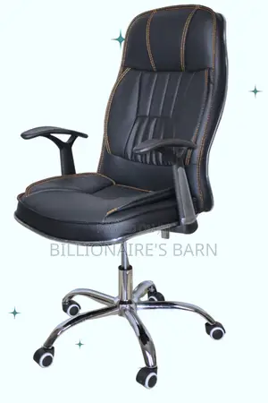 Office; Clean Leather Chair With Padded Armrests