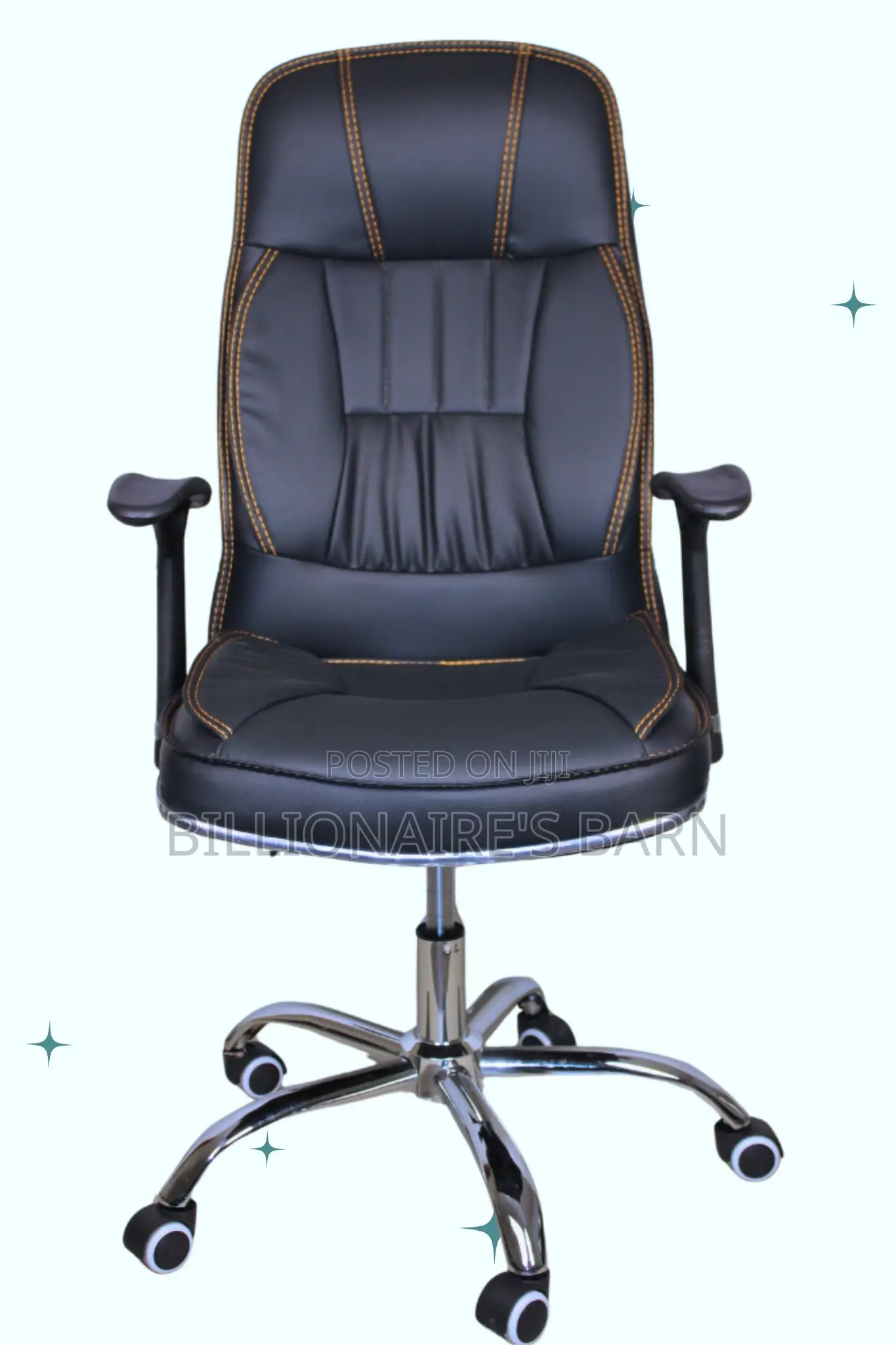Office; Clean Leather Chair With Padded Armrests